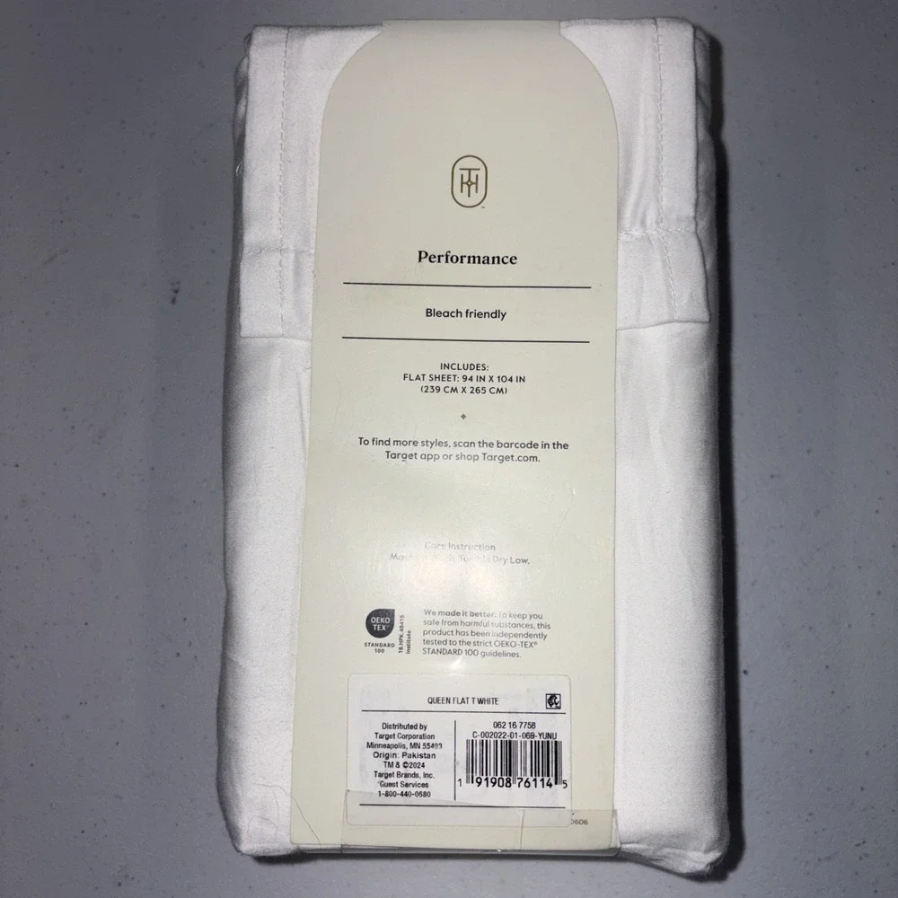 Queen 400 Thread Count Flat Sheet Sateen White 100% Cotton - Threshold
